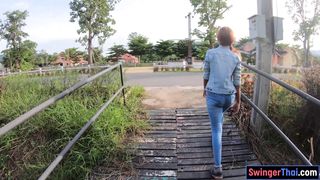 Thai GF horseback and big cock riding when staying on a ranch