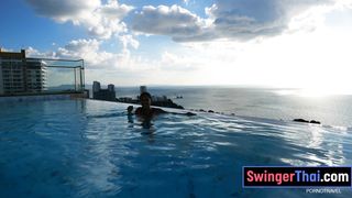 Bubble butt Thai GF first time anal fuck after a pool session