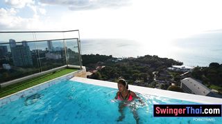 Bubble butt Thai GF first time anal fuck after a pool session