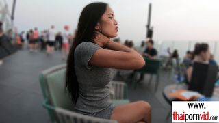 Petite amateur Thai teen Cherry spends some time on lovers big white cock