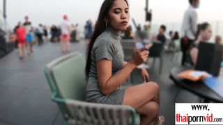 Petite amateur Thai teen Cherry spends some time on lovers big white cock