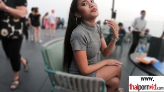 Petite amateur Thai teen Cherry spends some time on lovers big white cock