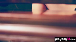 Glamorous Chinese teen porcelain doll Wu Muxi shows her exotic hairy pussy