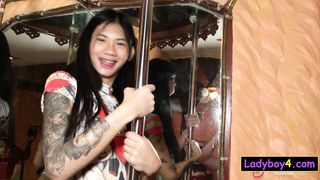 Petite femboy poledancer POV blowjob and raw anal sex bareback