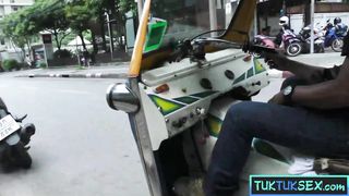 Thai street hooker picked up in a Tuk Tuk for sex on camera