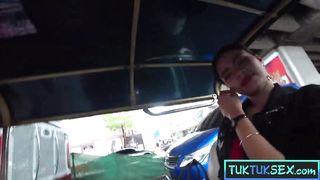 Cute Thai teen amateur taken on a Tuk Tuk ride for sex in a hotel