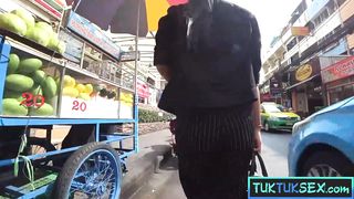 Cute Thai teen amateur taken on a Tuk Tuk ride for sex in a hotel