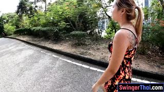 Big ass Thai MILF amateur GF fucked hard after a walk outdoor