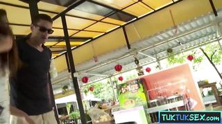 Cute Thai MILF picked up in a restaurant by two horny Farang guys