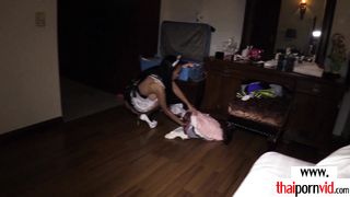 Obedient Thai MILF maid Joon Mali emptying her landlords saturated balls