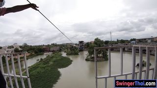 Zipline fun with Thai girlfriend and hot amateur sex at home