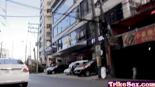 Sexy big ass Thai teen Jess gave a perfect blowjob and rode big white dick