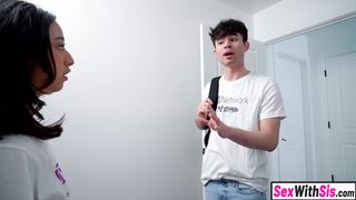 Shameless Asian teen stepsister strips for stepbro and fucks him