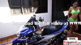 Sexy anal lover amateur Thai teen Cherry getting reward on a big white cock