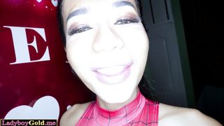 Sultry amateur Thai ladyboy teen sexbomb Bee fucked bareback by a farang