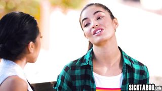 Teen fucks horny big tits Asian lesbian after she experienced body swap