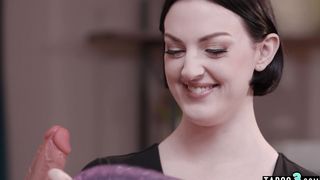 Asian housecleaner Scarlett Alexis and lesbian associate trying anal toys