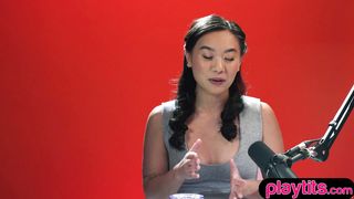 Petite Asian babe Kimmy Kimm stimulates hairy pussy with vibrator