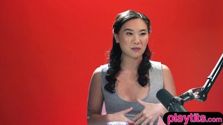 Petite Asian babe Kimmy Kimm stimulates hairy pussy with vibrator