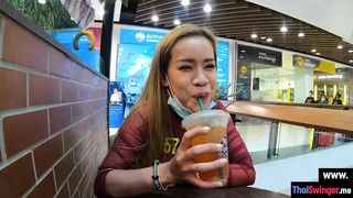 Foreplay in a shopping mall for Asian before big tits teen got fucked hard