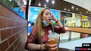 Foreplay in a shopping mall for Asian before big tits teen got fucked hard