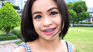 Busty Thai teen amateur street pick up for sex in his hotel room